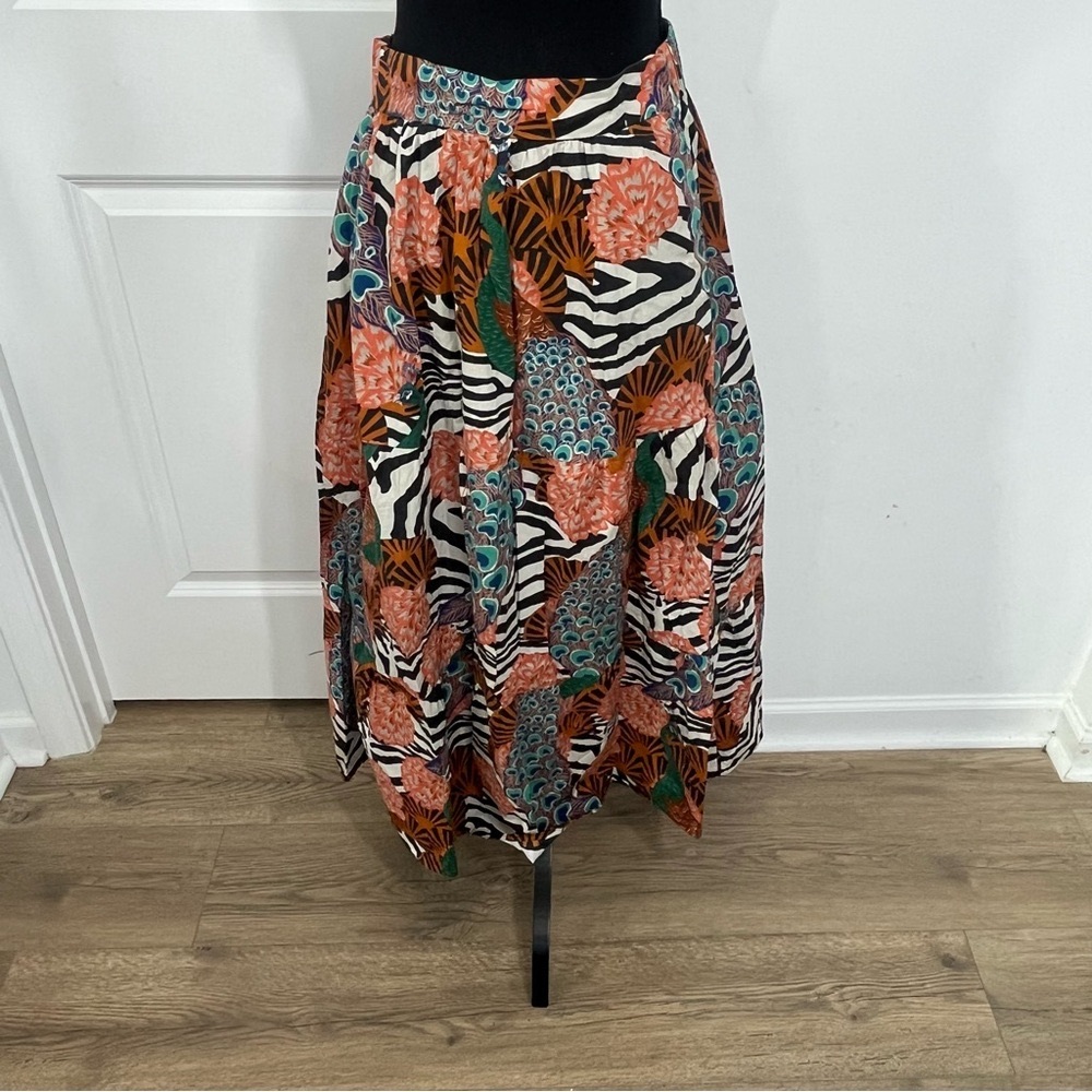 Pearl Pagoda Peacock Zebra‎ Maxi Skirt Sz M
